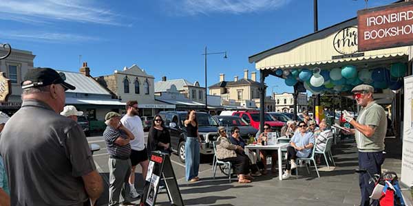 Michael reading at Ironbird Bookshop in Port Fairy