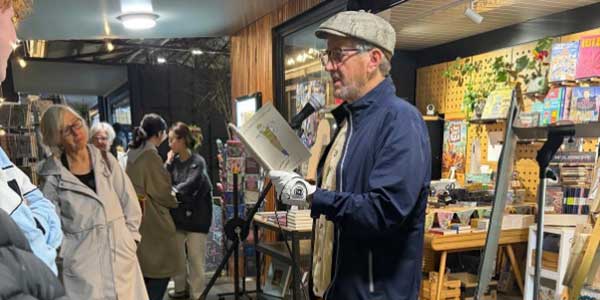 Michael reading at Mary Martin Bookshop in Melbourne