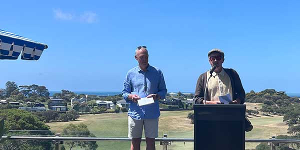 Michael reading at Portsea Golf Club